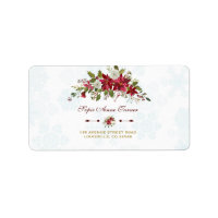 Watercolor Red Poinsettia Snowflakes Boda