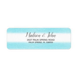 Etiqueta Watercolor Sky Blue Stripes Modern Beach Wedding