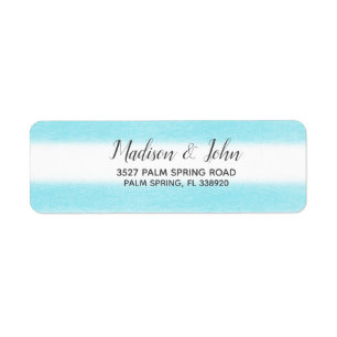 Etiqueta Watercolor Sky Blue Stripes Modern Beach Wedding
