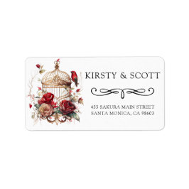 Etiqueta Watercolor Spring Floral Bird Cage Wedding Address