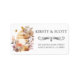 Etiqueta Watercolor Spring Floral Bird Cage Wedding Address
