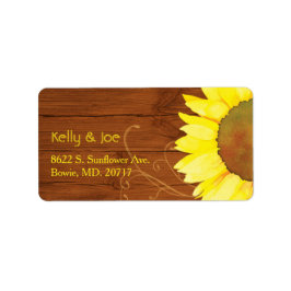 Etiqueta Watercolor Sunflower en la dirección del Boda de m