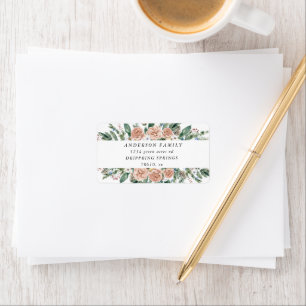 Etiqueta watercolor winter floral holiday address