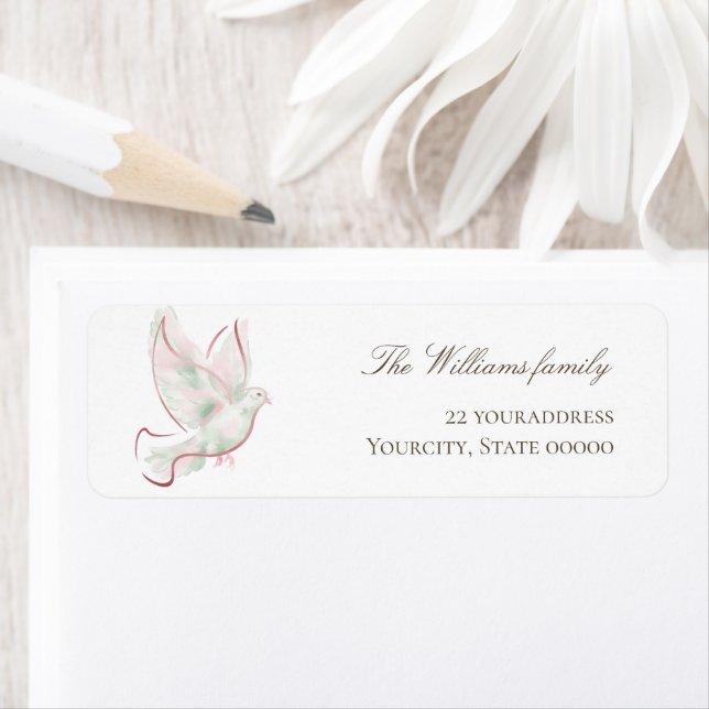 Etiqueta watercolorwhite pink dove  (In situ)