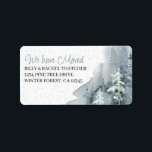 Etiqueta We have Moved Watercolor Winter Forest<br><div class="desc">We have Moved return address labels to draw attention to your new address. Design features Watercolor Winter Pine Forest - perfect for general mail, winter events, christmas cards, change of address and holiday moving announcements etc. The template is ready for you to add your name and address and you can...</div>