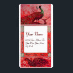 Etiqueta WEDDING LOVE PEACOCKS ,red  white<br><div class="desc">Elegant  and classy Art Nouveau design ,  digital graphic elaboration  by Bulgan Lumini .Easy to customize with your own text</div>