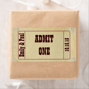 Etiqueta Wedding Sticker Ticket Style Admit One Date & Name