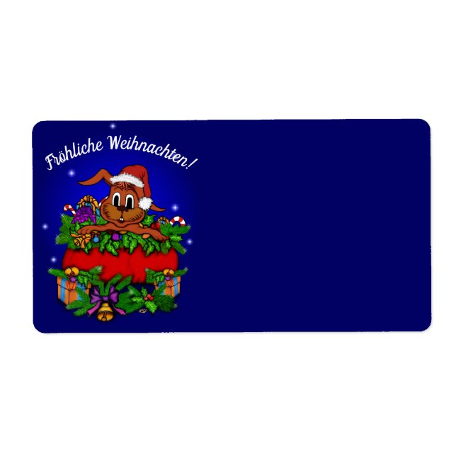Etiqueta Weihnachtskaninchen , Fröhliche Weihnachten! (Frente)