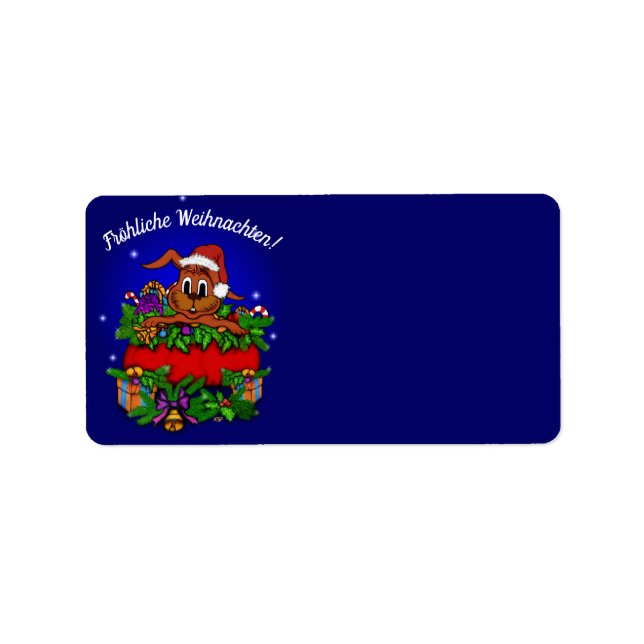 Etiqueta Weihnachtskaninchen , Fröhliche Weihnachten! (Frente)