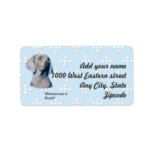 Etiqueta Weimaraner - azul con el diseño blanco del