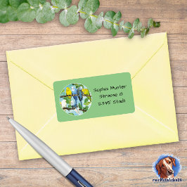 Etiqueta Wellensittiche - Aquarell-Design grün |