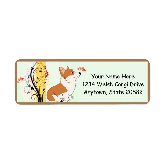 Etiqueta Welsh Corgi Personalizado (Frente)