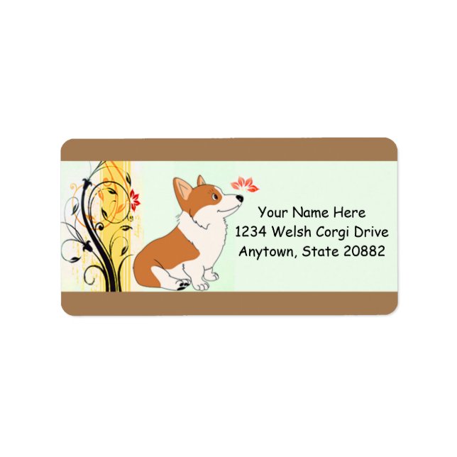 Etiqueta Welsh Corgi Personalizado (Frente)
