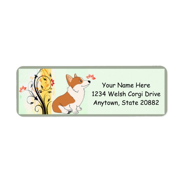 Etiqueta Welsh Corgi Personalizado (Frente)