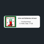 Etiqueta Western Christmas Cowboy Boot Merry Christmas<br><div class="desc">Western Christmas Cowboy Boot With Bow And Merry Christmas Text  Customizable return address labels</div>
