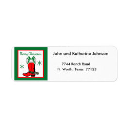 Etiqueta Western Christmas Cowboy Boot Merry Christmas