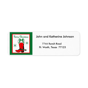Etiqueta Western Christmas Cowboy Boot Merry Christmas