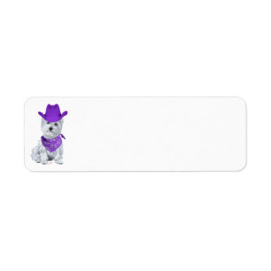 Etiqueta Westie Vaquero de Morado
