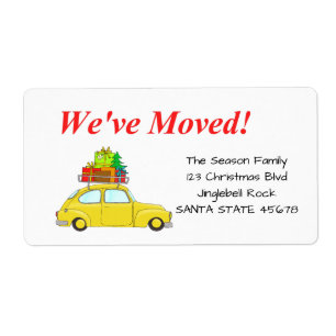 Etiqueta We've Moved Car, tree and gifts Christmas label