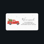 Etiqueta We've Moved Christmas Red Truck Shipping Address<br><div class="desc">Announce your move this holiday with a cute illustration red truck design. Easily change the details on both the front and the reverse of the card by clicking the "Personalize" button above.</div>