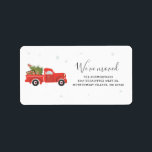 Etiqueta We've Moved Christmas Red Truck Shipping Address<br><div class="desc">Announce your move this holiday with a cute illustration red truck design. Easily change the details on both the front and the reverse of the card by clicking the "Personalize" button above.</div>