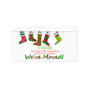 Etiqueta We've Moved Christmas stockings Christmas label