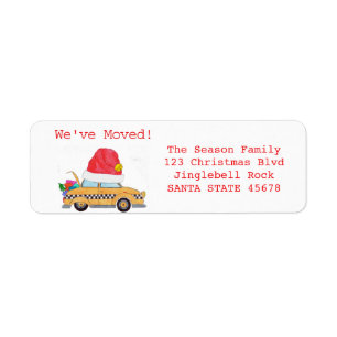 Etiqueta We've Moved Christmas yellow cab