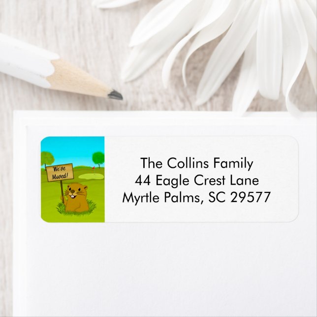 Etiqueta We've Moved Gopher on Golf Course Announcement  (In situ)