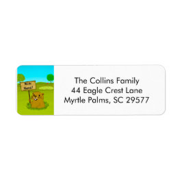 Etiqueta We've Moved Gopher on Golf Course Announcement 