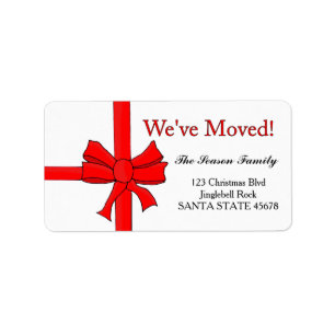 Etiqueta We've Moved Red ribbon bow Christmas label
