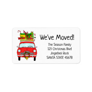 Etiqueta We've Moved Retro Car Christmas label