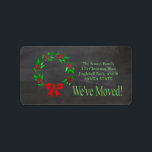 Etiqueta We've Moved x-mas wreath Holiday Label<br><div class="desc">After all the work and stress, tell them you have a new address! There is no better ( and easier!) way to spread the news than adding this label to your Christmas post. There are many different cards available, so pick the design and wording you like. Browse the store or...</div>