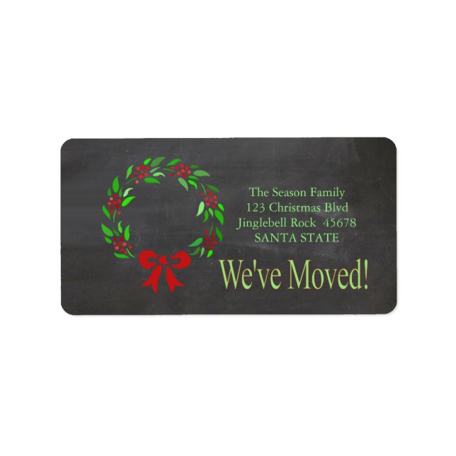 Etiqueta We've Moved x-mas wreath Holiday Label (Frente)