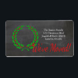 Etiqueta We've Moved x-mas wreath Holiday Label<br><div class="desc">After all the work and stress, tell them you have a new address! There is no better ( and easier!) way to spread the news than adding this label to your Christmas post. There are many different cards available, so pick the design and wording you like. Browse the store or...</div>