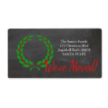 Etiqueta We've Moved x-mas wreath Holiday Label<br><div class="desc">After all the work and stress, tell them you have a new address! There is no better ( and easier!) way to spread the news than adding this label to your Christmas post. There are many different cards available, so pick the design and wording you like. Browse the store or...</div>