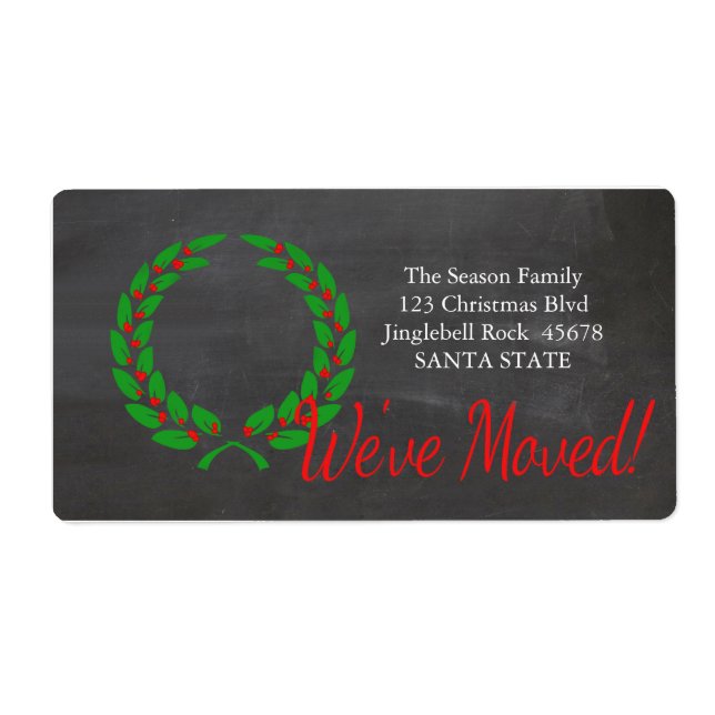 Etiqueta We've Moved x-mas wreath Holiday Label (Frente)