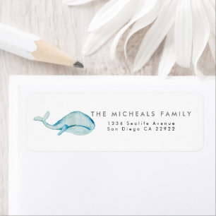 Etiqueta Whale Watercolor Address Label