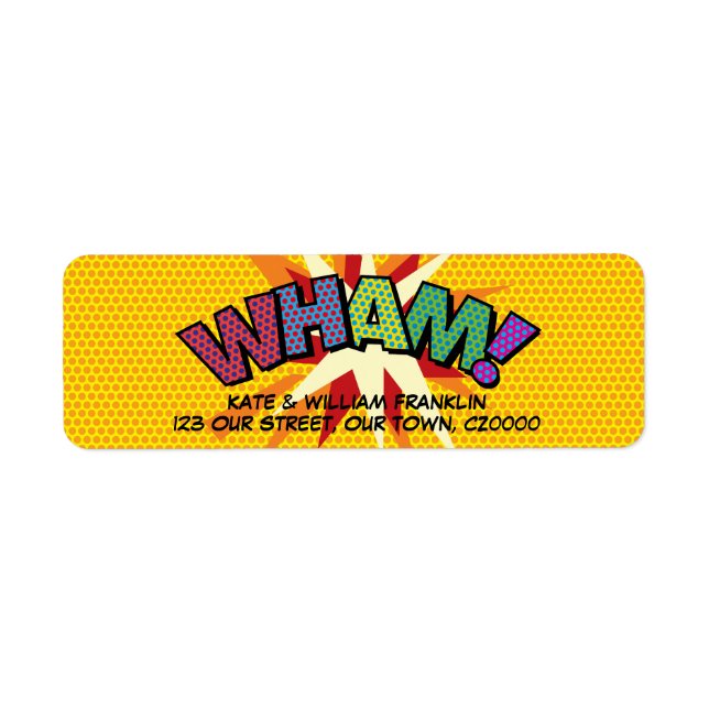 Etiqueta WHAM Diversión Retro Cómic Arte Pop (Frente)