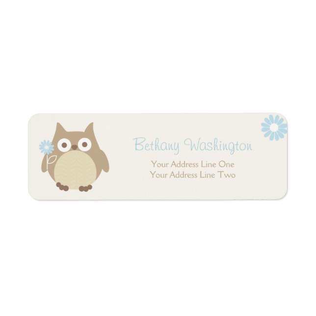 Etiqueta Whimsical Boy Owl Baby Shower (Frente)
