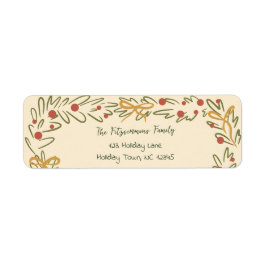 Etiqueta Whimsical Christmas Wreath & Preppy Bows Address