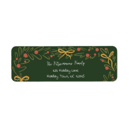 Etiqueta Whimsical Christmas Wreath & Preppy Bows Address