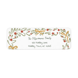 Etiqueta Whimsical Christmas Wreath & Preppy Bows Address