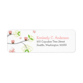 Etiqueta Whimsical Cupcakes Tree Butterflies Dulce Cumpleañ