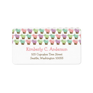 Etiqueta Whimsical Cupcakes Tree Butterflies Dulce Cumpleañ