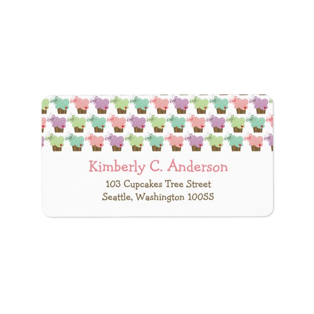 Etiqueta Whimsical Cupcakes Tree Butterflies Dulce Cumpleañ (Frente)