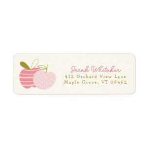 Etiqueta Whimsical Cute Moderno Tema Apple Verde Rosa