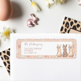 Etiqueta Whimsical Floral Bunnies Dirección de Retorno de P