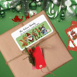 Etiqueta Whimsical Full Cast Santa Gang Christmas Address
