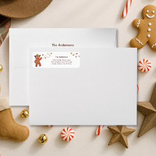 Etiqueta Whimsical Gingerbread Navidades Vaqueros Regresan