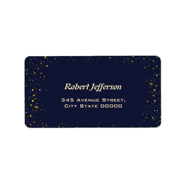 Etiqueta Whimsical Gold Starry Night Baptism (Frente)